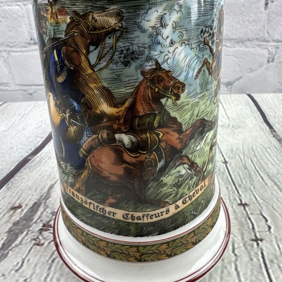 VTG House of Goebel Beer Stein Military Scene Horse Eagle Pewter Lid &Lithophane - Picture 7 of 16